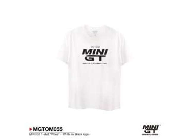 Pre-Order – MINI GT T-shirt *Vibes*, white with black logo 1:0 Mini GT Model (MGTOM055-XL) – ETA. October/November 2026