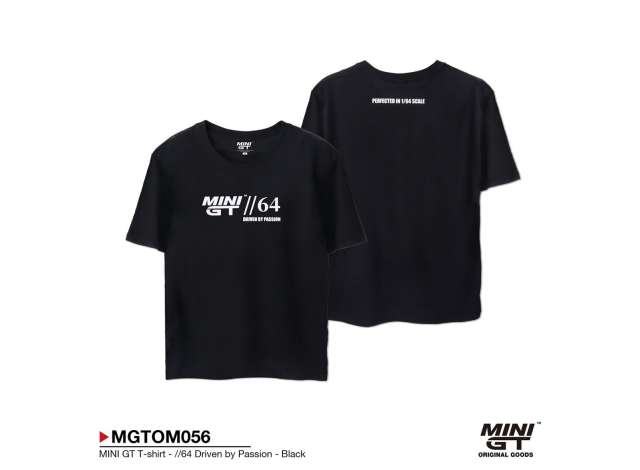 Pre-Order – MINI GT T-shirt *//64 Driven by Passion*, black 1:0 Mini GT Model (MGTOM056-XXL) – ETA. October/November 2026