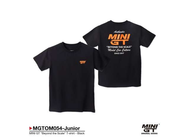 Pre-Order – MINI GT T-shirt *Beyond the Scale*, black 1:0 Mini GT Model (MGTOM054-junior) – ETA. October/November 2026