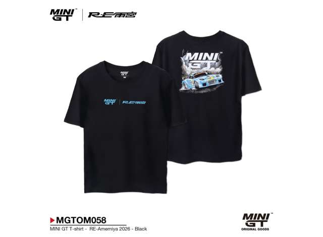 Pre-Order – MINI GT T-shirt *RE-Amemiya* 2026, black 1:0 Mini GT Model (MGTOM058-S) – ETA. October/November 2026
