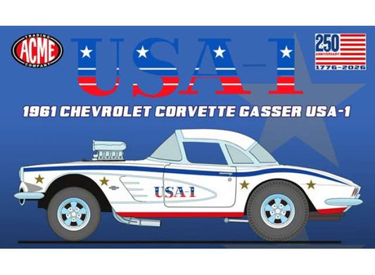 Pre-Order – 1961 Chevrolet Corvette *USA-1*, white/blue/red 1:18 Acme Diecast Model (acme1800939USA) – ETA. September 2026