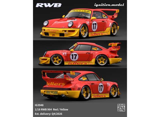 Pre-Order – RWB 964, red/yellow 1:18 Ignition Model (IG3948) – ETA. January/February 2027