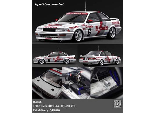 Pre-Order – 1991 Tom`s Corolla #6 *JTC*, white/red 1:18 Ignition Model (IG3865) – ETA. January/February 2027