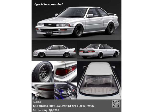 Pre-Order – Toyota Corolla Levin GT Apex (AE92), white 1:18 Ignition Model (IG3868) – ETA. January/February 2027