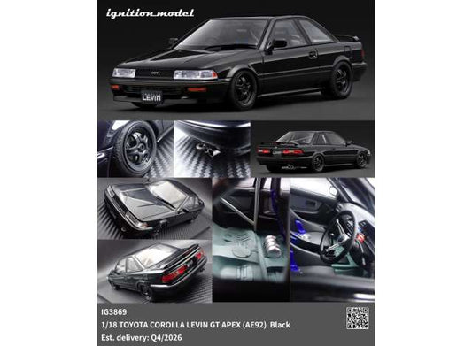 Pre-Order – Toyota Corolla Levin GT Apex (AE92), black 1:18 Ignition Model (IG3869) – ETA. January/February 2027