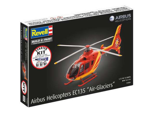 Pre-Order – Starter Kit Airbus Helicopters EC135 *Air-Glaciers*, Level 4 plastic modelkit 1:72 Revell - Germany Model (revell74986) – ETA. November 2026