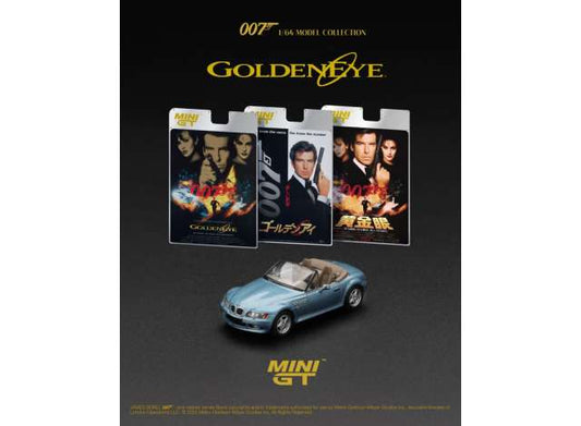 Pre-Order – 1995 BMW Z3 *GOLDENEYE* Japanese Blister Packaging, blue 1:64 Mini GT Model (MGT00914-007J) – ETA. November 2026