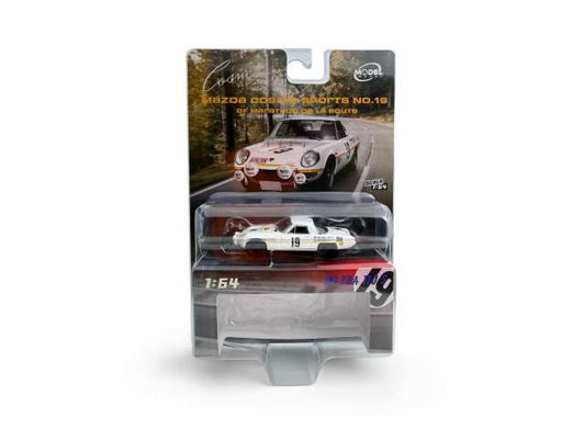 Pre-Order – 1968 Mazda Cosmo Sport #19 of Marathon De La Route, white 1:64 ModelModel Model (MM64-MCS-001) – ETA. July/August 2026