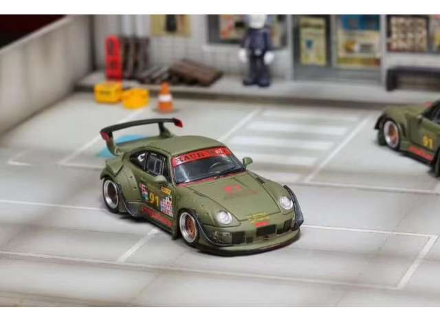 Pre-Order – RWB 993 low tail, matte green 1:64 Street Weapon Model (STW262) – ETA. October/November 2026