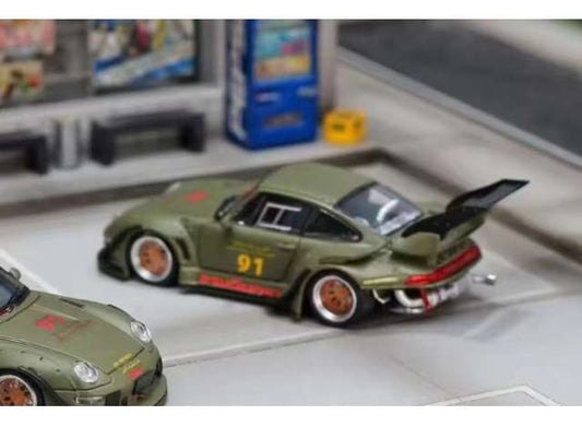 Pre-Order – RWB 993 high tail, matte green 1:64 Street Weapon Model (STW263) – ETA. October/November 2026
