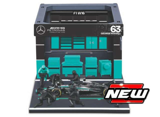 Pre-Order – 2025 Mercedes Benz Petrons F1 W16 #63 George Russell, Pit Pass Set, various 1:43 Bburago Model (bura38458R) – ETA. July/August 2026