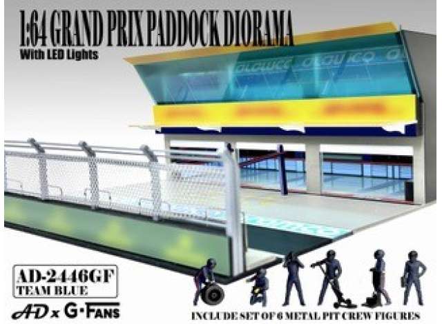 Pre-Order – Grand Prix Paddock Diorama *Team Blue* 1:64 American Diorama Model (AD-2446) – ETA. October/November 2026