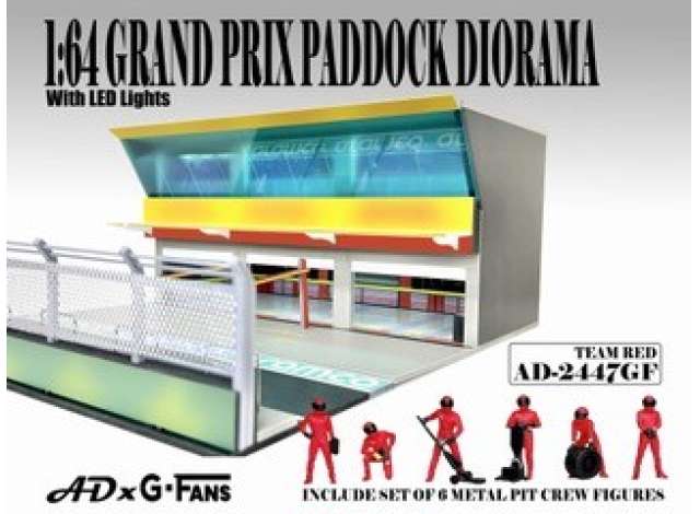 Pre-Order – Grand Prix Paddock Diorama *Team Red* 1:64 American Diorama Model (AD-2447) – ETA. October/November 2026