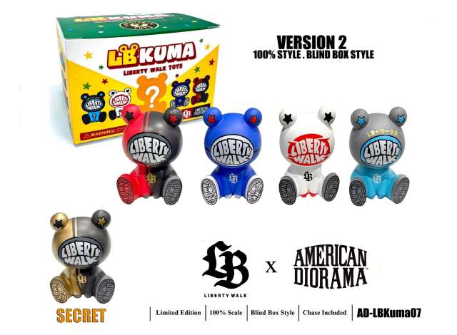 7cm figurine Liberty Walk Kuma *Blind Box* style, 4pack - Version 2 1:0 American Diorama Model (AD-LBKUMA07~4)
