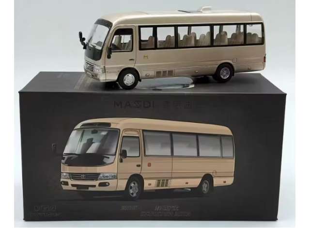 Pre-Order – 2013 Toyota Coaster, gold 1:64 Massdi Model (MAS-TYT1603) – ETA. October 2026
