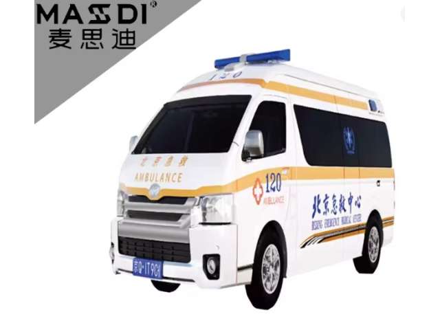 Pre-Order – 2023 Toyota Hiace H200 *Ambulance*, white/blue 1:64 Massdi Model (MAS-TYT3804) – ETA. October 2026