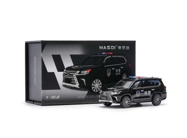 Pre-Order – 2016 Lexus LS LX570 *SWAT*, black 1:64 Massdi Model (MAS-LEX2509) – ETA. October 2026