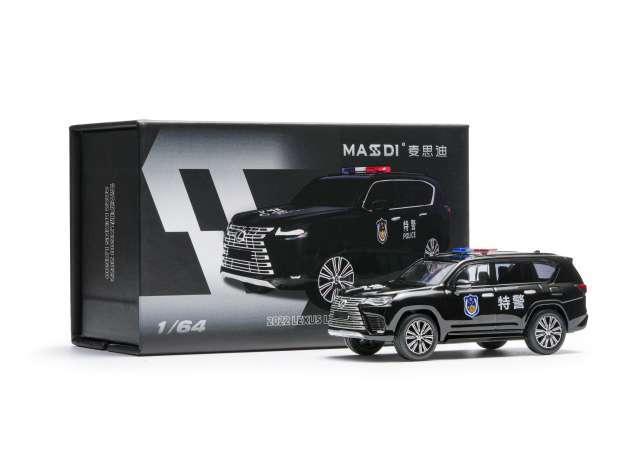 Pre-Order – 2022 Lexus LS LX600 *SWAT*, black 1:64 Massdi Model (MAS-LEX2609) – ETA. October 2026