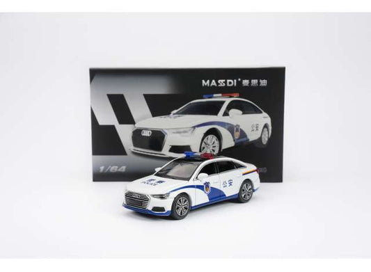 Pre-Order – Audi A6 (C8) *Police*, white/blue 1:64 Massdi Model (MAS-AD1710) – ETA. October 2026