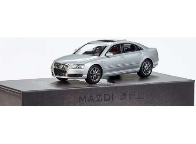 Pre-Order – Audi A8 (D3), silver 1:64 Massdi Model (MAS-AD2304) – ETA. October 2026