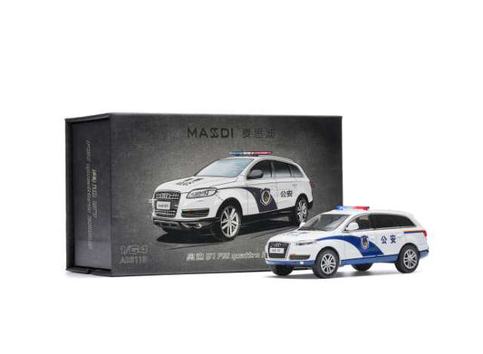 Pre-Order – 2008 Audi Q7 FSI Quattro *Police*, white/blue 1:64 Massdi Model (MAS-AD3110) – ETA. October 2026