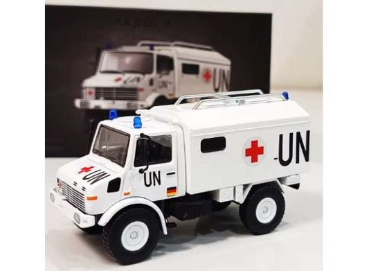 Pre-Order – U1300L United Nations Peacekeeping Ambulance, white/red 1:64 Massdi Model (MAS-TJ1024) – ETA. October 2026