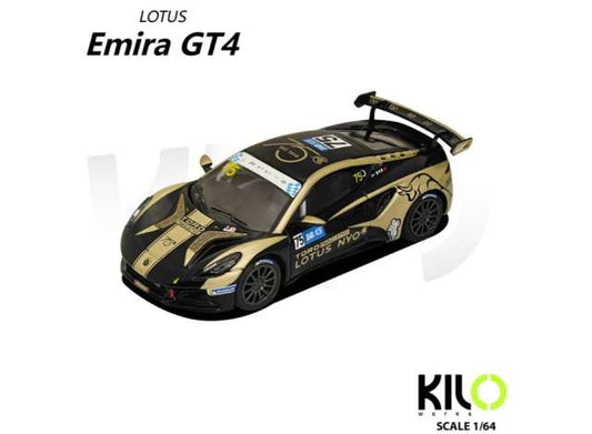 Pre-Order – 2023 Lotus Emira GT4 #75 LKL Macau Race Winner Lotus Team Toro, gold/black 1:64 KILOWorks Model (KLWO027-1) – ETA. October/November 2026