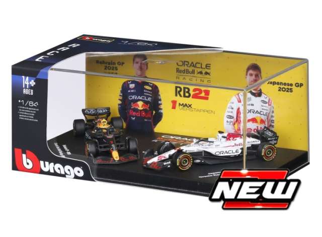 Pre-Order – Oracle Red Bull Racing F1 2-pack premium #1 Max Verstappen, various 1:64 Bburago Model (bura58018) – ETA. July/August 2026