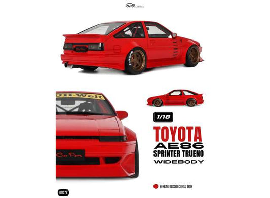 Pre-Order – 1986 Toyota AE86 Sprinter Trueno Widebody *Resin series*, ferrari rosso corsa 1:18 OttOmobile Miniatures Model (OT1278) – ETA. January 2027