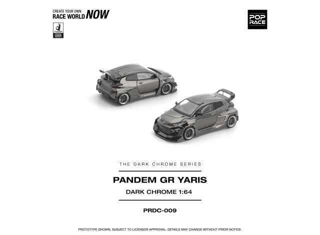 Pre-Order – Pandem GR Yaris *The Dark Chrome Series*, dark chrome 1:64 Pop Race Limited Model (PRDC009) – ETA. October/November 2026