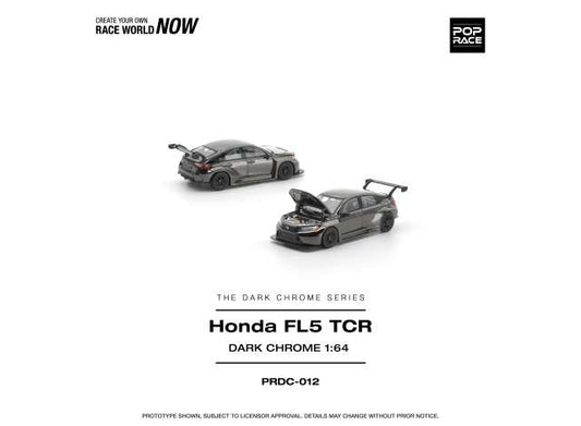 Pre-Order – Honda Civic FL5 TCR *The Dark Chrome Series*, dark chrome 1:64 Pop Race Limited Model (PRDC012) – ETA. October/November 2026