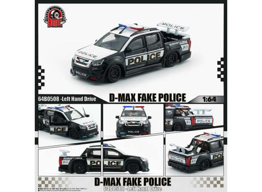 Pre-Order – 2018 Isuzu D-Max Low Rider Fake *POLICE Canada (LHD), white/black 1:64 BM Creations Model (BM64B0508) – ETA. July/August 2026