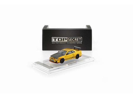 Pre-Order – Top Secret BNR34,  gold with carbon bonnet *HEC26 -Special Edition Hobby Expo China* (LHD) 1:64 BM Creations Model (BM64B0500) – ETA. October/November 2026