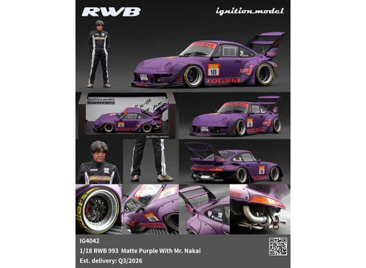 Pre-Order – RWB 993 with Mr. Nakai, matte purple 1:18 Ignition Model (IG4042) – ETA. October/November 2026