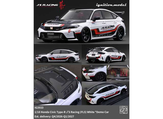 Pre-Order – Honda Civic Type-R J'S Racing (FL5) *Demo Car*, white 1:18 Ignition Model (IG3933) – ETA. April/May 2027