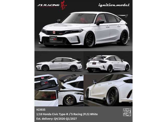 Pre-Order – Honda Civic Type-R J'S Racing (FL5), white 1:18 Ignition Model (IG3935) – ETA. April/May 2027