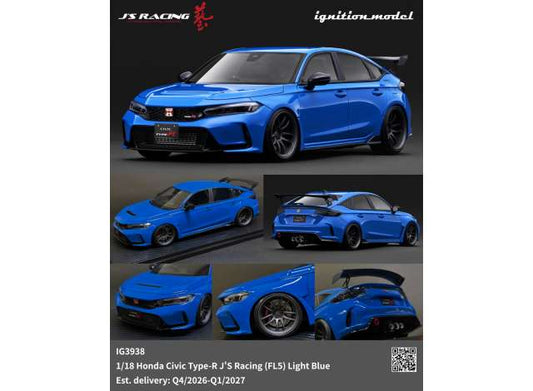 Pre-Order – Honda Civic Type-R J'S Racing (FL5), light blue 1:18 Ignition Model (IG3938) – ETA. April/May 2027