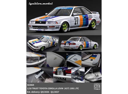 Pre-Order – Trust Toyota Corolla Levin #27 1991 JTC, various 1:18 Ignition Model (IG3864) – ETA. April/May 2027
