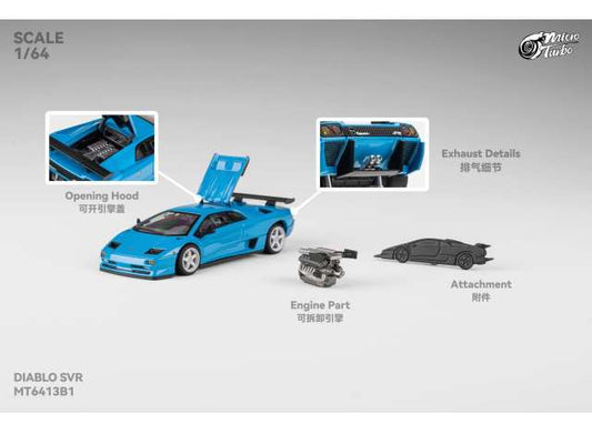 Pre-Order – Custom Diablo SVR, metallic blue 1:64 Microturbo Model (MT6413B1) – ETA. October/November 2026