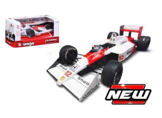 Pre-Order – 1988 McLaren MP4/4 Ayrton Senna, white/red 1:43 Bburago Model (bura38602) – ETA. January/February 2027