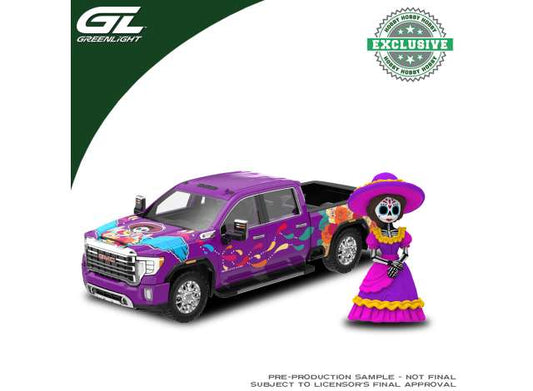 Pre-Order – 2023 GMC Sierra 3500 HD *Dia de los Muertos* with La Catrina Figurine 1:64 GreenLight Model (gl30616) – ETA. February 2027