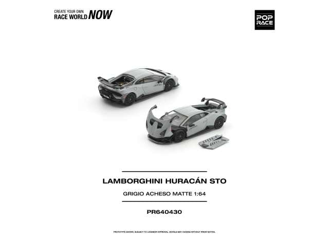 Pre-Order – Lamborghini Huracan STO, grigio acheso matte 1:64 Pop Race Limited Model (PR640430) – ETA. October/November 2026