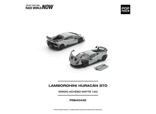 Pre-Order – Lamborghini Huracan STO, grigio acheso matte 1:64 Pop Race Limited Model (PR640430) – ETA. October/November 2026