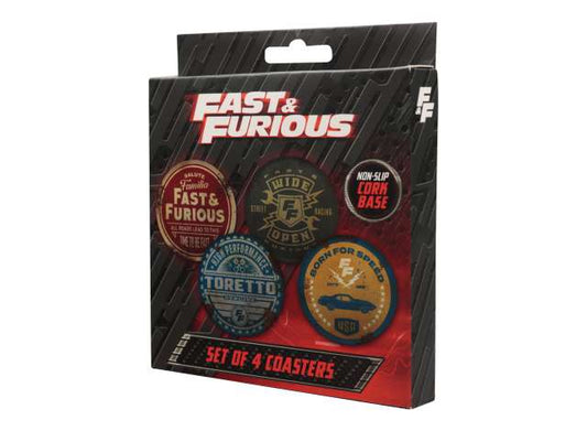 Pre-Order – Fast & Furious Set of 4 Vintage Style Printed Metal Coasters 1:0 Fanattik Model (fanUV-FF01) – ETA. October/November 2026