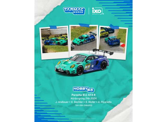 Pre-Order – Porsche 911 GT3 R Nürburgring 24h 2024 Julien Andlauer/Klaus Bachler/Sven Müller/Alessio Picariello 1:64 Tarmac Works Model Car (TCT6408424NUR33) Stocks Due Sept / Oct 2026