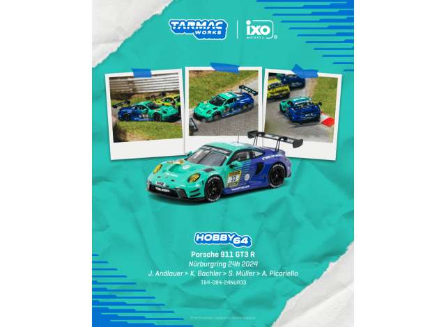 Pre-Order – 2024 Porsche 911 (992) GT3 #33 Julien Andlauer Nurburgring 24h, blue 1:64 Tarmac Model (TC-T64-084-24NUR33) – ETA. October 2026