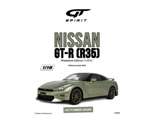 Pre-Order – 2024 Nissan GT-R (R35) Premium Edition T-Spec *Resin serie*, millennium jade 1:18 GT Spirit Model (GT974) – ETA. January 2027