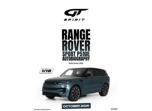 Pre-Order – 2022 Range Rover Sport P510E Autobiography *Resin serie*, giola green 1:18 GT Spirit Model (GT1007) – ETA. January 2027