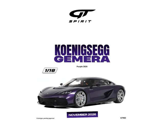 Pre-Order – 2020 Koenigsegg Gemera *Resin serie*, purple 1:18 GT Spirit Model (GT983) – ETA. February 2027