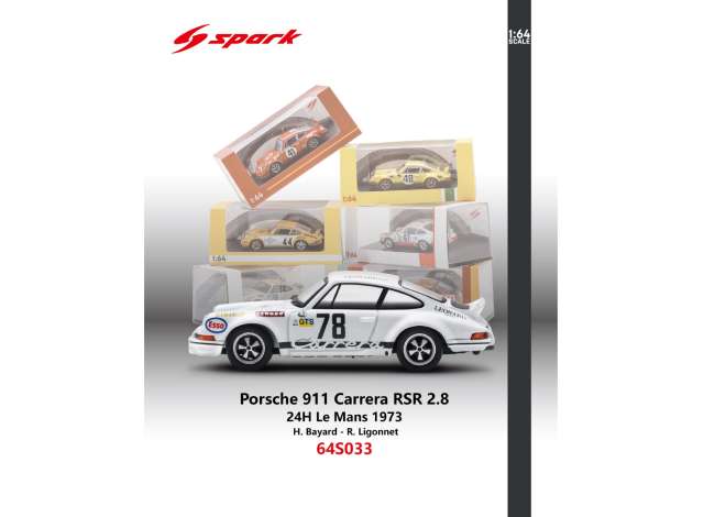 Pre-Order – 1973 Porsche 911 Carrera RSR 2.8 #78 H.Bayard/R. Ligonnet 24H Le Mans, white 1:64 Spark Model (spa64S033) – ETA. December 2026